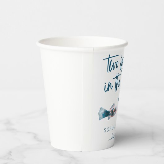 Twee minder vissen in zee Trouwdag Papieren Bekers (Rechts)