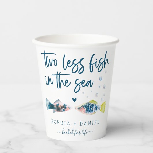 Twee minder vissen in zee Trouwdag Papieren Bekers (Voorkant)