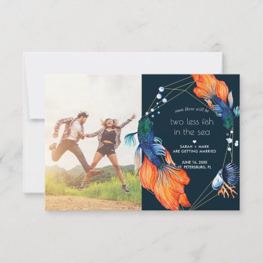 Twee minder vissen Save the Date Kaart (Voorkant)