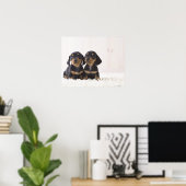 Twee Mini Dachshund-vergaderingen Poster (Thuiskantoor)