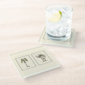 Twee miniaturen met palmbomen glazen onderzetter (Schuin)