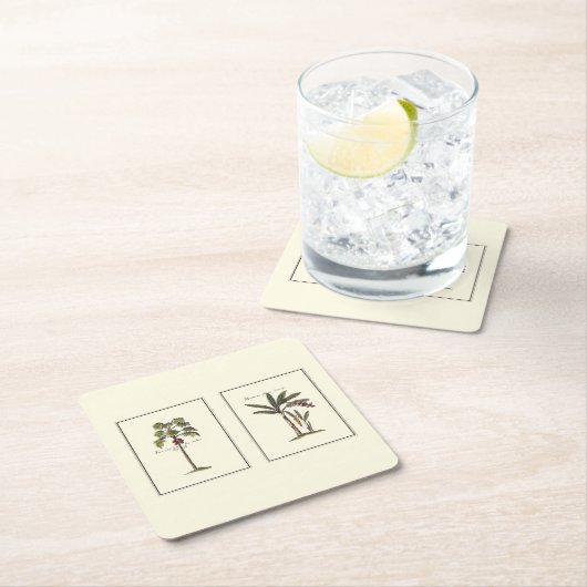 Twee miniaturen met palmbomen kartonnen onderzetters (Insitu)