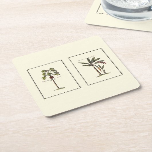 Twee miniaturen met palmbomen kartonnen onderzetters (Schuin)