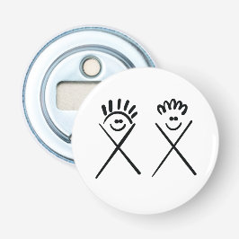 Twee Minimale Vrienden Button Flesopener