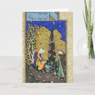 Twee Minnaars in een Bloeiende Boomgaard Kaart