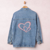 Twee moderne roze harten Abstracte kunst Denim Jacket (Hangar)
