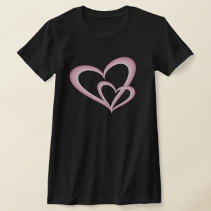 Twee moderne roze harten Abstracte kunst T-shirt