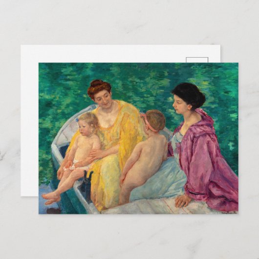 Twee moeders en hun kinderen in een boot feestdagenkaart (Voorkant / Achterkant)