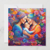 Twee moeders met hun eerste Baby-Moederdag Kaart (Voorkant)