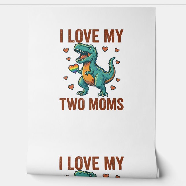 Twee moeders trots dinosaurus vector T-shirt ontwe Behang (Afrollen)