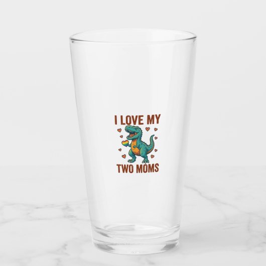 Twee moeders trots dinosaurus vector T-shirt ontwe Glas (Voorkant)