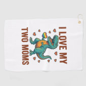 Twee moeders trots dinosaurus vector T-shirt ontwe Golfhanddoek (Horizontaal)