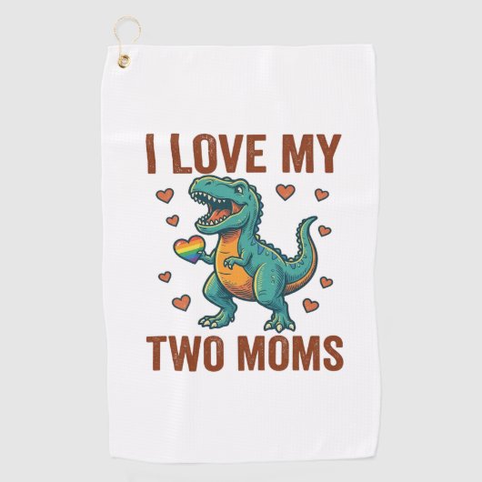 Twee moeders trots dinosaurus vector T-shirt ontwe Golfhanddoek (Voorkant)