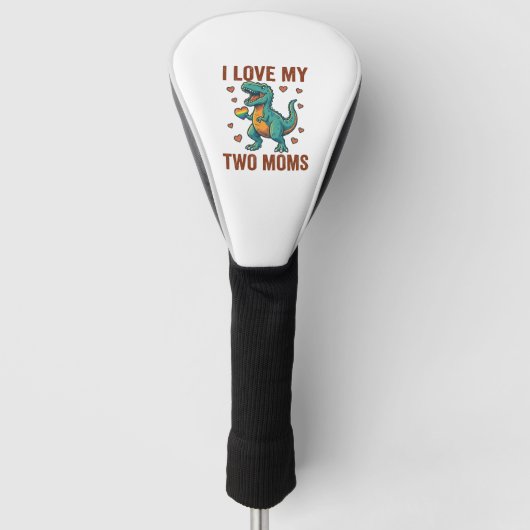 Twee moeders trots dinosaurus vector T-shirt ontwe Golfheadcover (Voorkant)