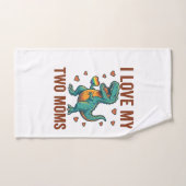 Twee moeders trots dinosaurus vector T-shirt ontwe Handdoek (Handdoek)