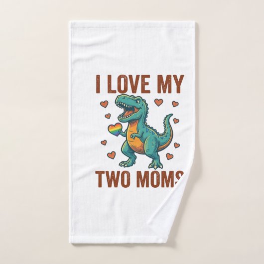 Twee moeders trots dinosaurus vector T-shirt ontwe Handdoek (Handdoek)