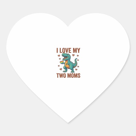 Twee moeders trots dinosaurus vector T-shirt ontwe Hart Sticker (Voorkant)