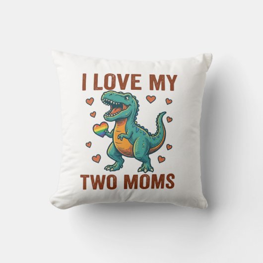 Twee moeders trots dinosaurus vector T-shirt ontwe Kussen (Voorkant)