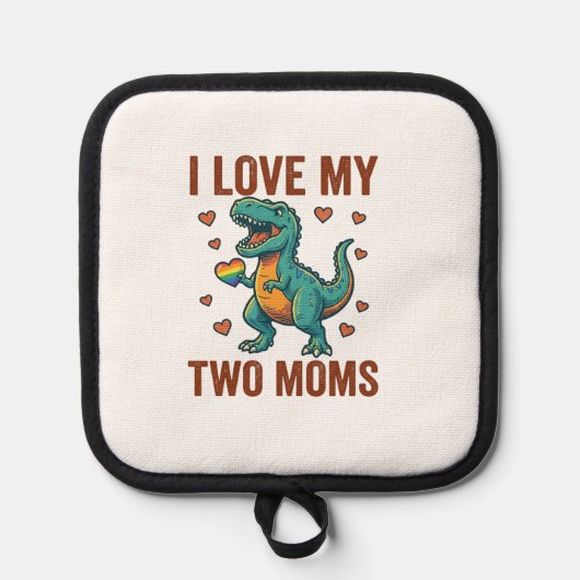 Twee moeders trots dinosaurus vector T-shirt ontwe Pannenlap (Voorkant)