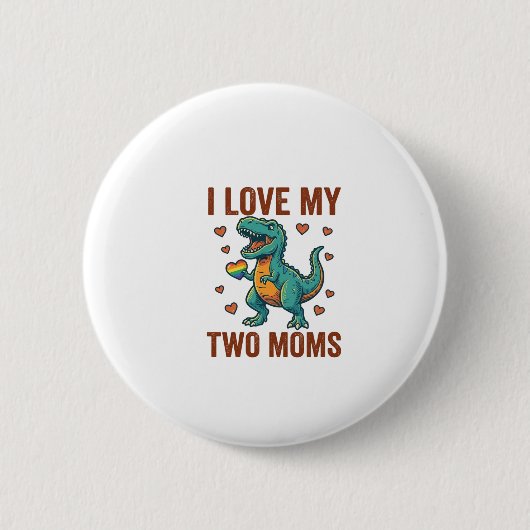 Twee moeders trots dinosaurus vector T-shirt ontwe Ronde Button 5,7 Cm (Voorkant)