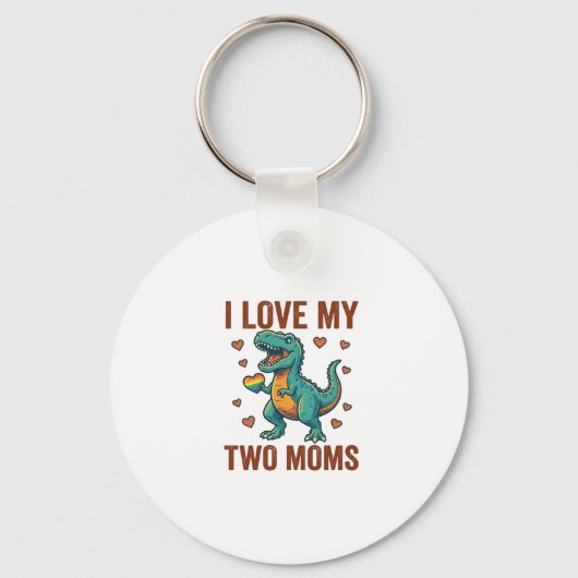 Twee moeders trots dinosaurus vector T-shirt ontwe Sleutelhanger (Voorkant)