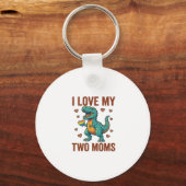 Twee moeders trots dinosaurus vector T-shirt ontwe Sleutelhanger (Voorkant)