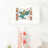 Twee moeders trots dinosaurus vector T-shirt ontwe Spandoek (Insitu)
