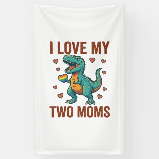 Twee moeders trots dinosaurus vector T-shirt ontwe Spandoek (Verticaal)