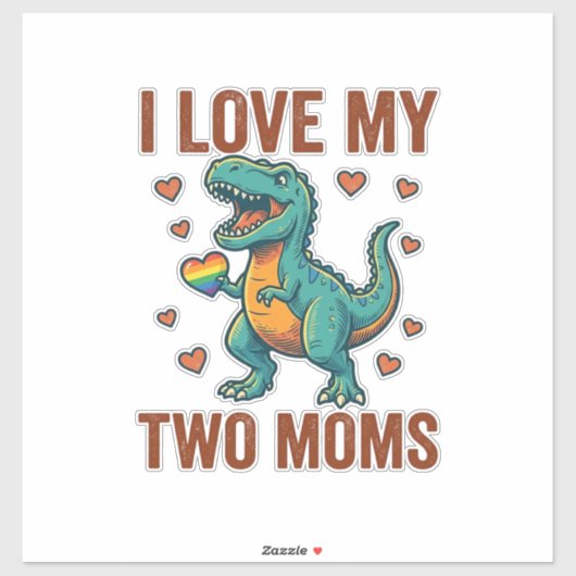 Twee moeders trots dinosaurus vector T-shirt ontwe Sticker (Vel)