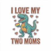 Twee moeders trots dinosaurus vector T-shirt ontwe Sticker (Voorkant)