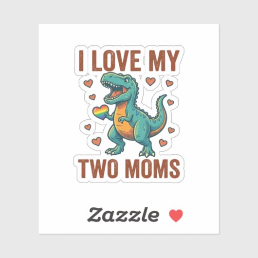 Twee moeders trots dinosaurus vector T-shirt ontwe Sticker (Vel)