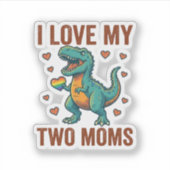 Twee moeders trots dinosaurus vector T-shirt ontwe Sticker (Voorkant)
