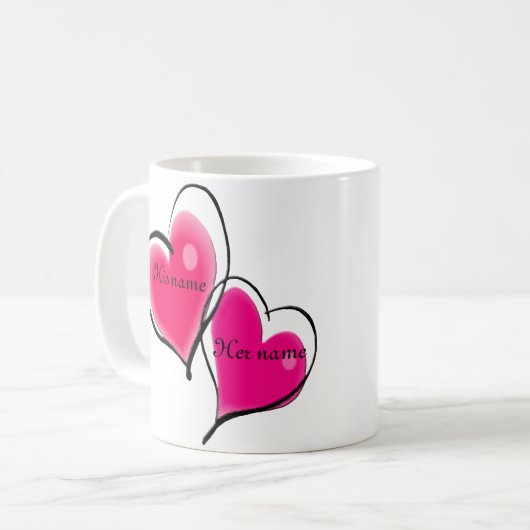 Twee Mok Sjabloon hart (Voorkant links)