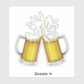 Twee mokken met een licht bier. sticker (Vel)