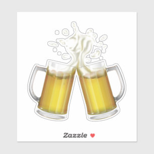 Twee mokken met een licht bier. sticker