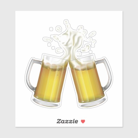 Twee mokken met een licht bier. sticker (Vel)