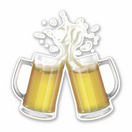 Twee mokken met een licht bier. sticker (Voorkant)