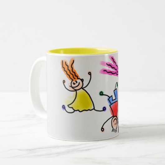 Twee mokken met een tint en een kinder ontwerp van (Voorkant links)