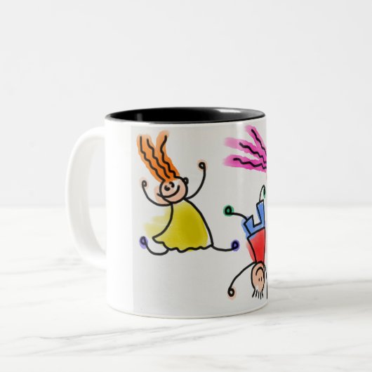 Twee mokken met een tint en een kinder ontwerp van (Voorkant links)