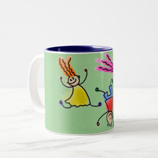 Twee mokken met een tint en een kinder ontwerp van (Voorkant links)