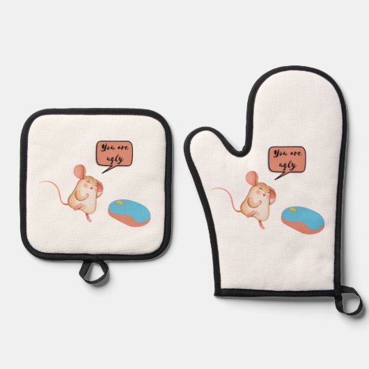 twee monden ovenwant & pannenlap set (Voorkant)