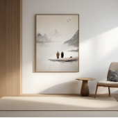 Twee monniken Zen minimalistische inkt schilderen  Perfect Poster