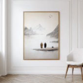 Twee monniken Zen minimalistische inkt schilderen  Perfect Poster