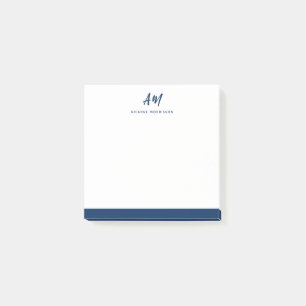 Twee Monogram Casual Naam van het Manuscript Blauw Post-it® Notes