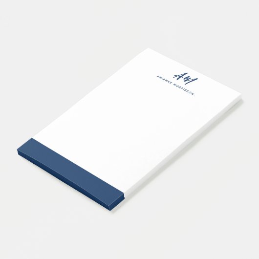 Twee Monogram Casual Naam van het Manuscript Blauw Post-it® Notes (Schuin)
