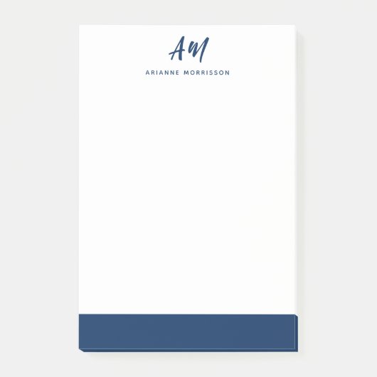 Twee Monogram Casual Naam van het Manuscript Blauw Post-it® Notes (Voorkant)