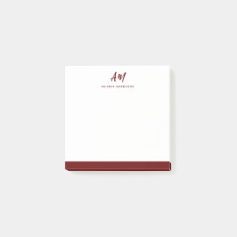 Twee Monogram Maroon Rood Casual Script Naam Post-it® Notes