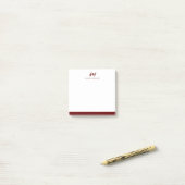 Twee Monogram Maroon Rood Casual Script Naam Post-it® Notes (Op bureau)