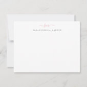 Twee Monogram Meisjes Script Light Blush Pink Grey Notitiekaartje (Voorkant)