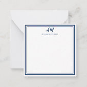 Twee Monogram Navy Blauwe Casual Script Naam Notitiekaartje (Voorkant)